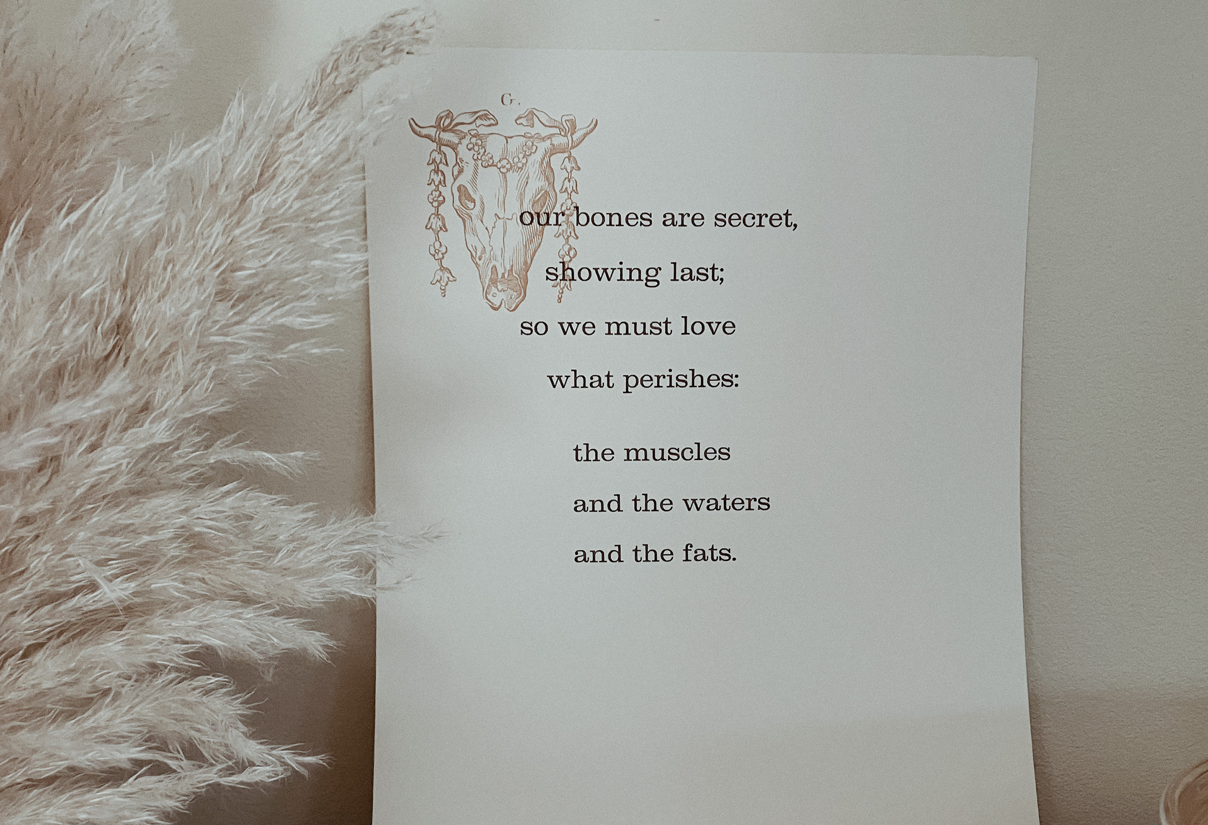 Letterpress print with William Gass quote