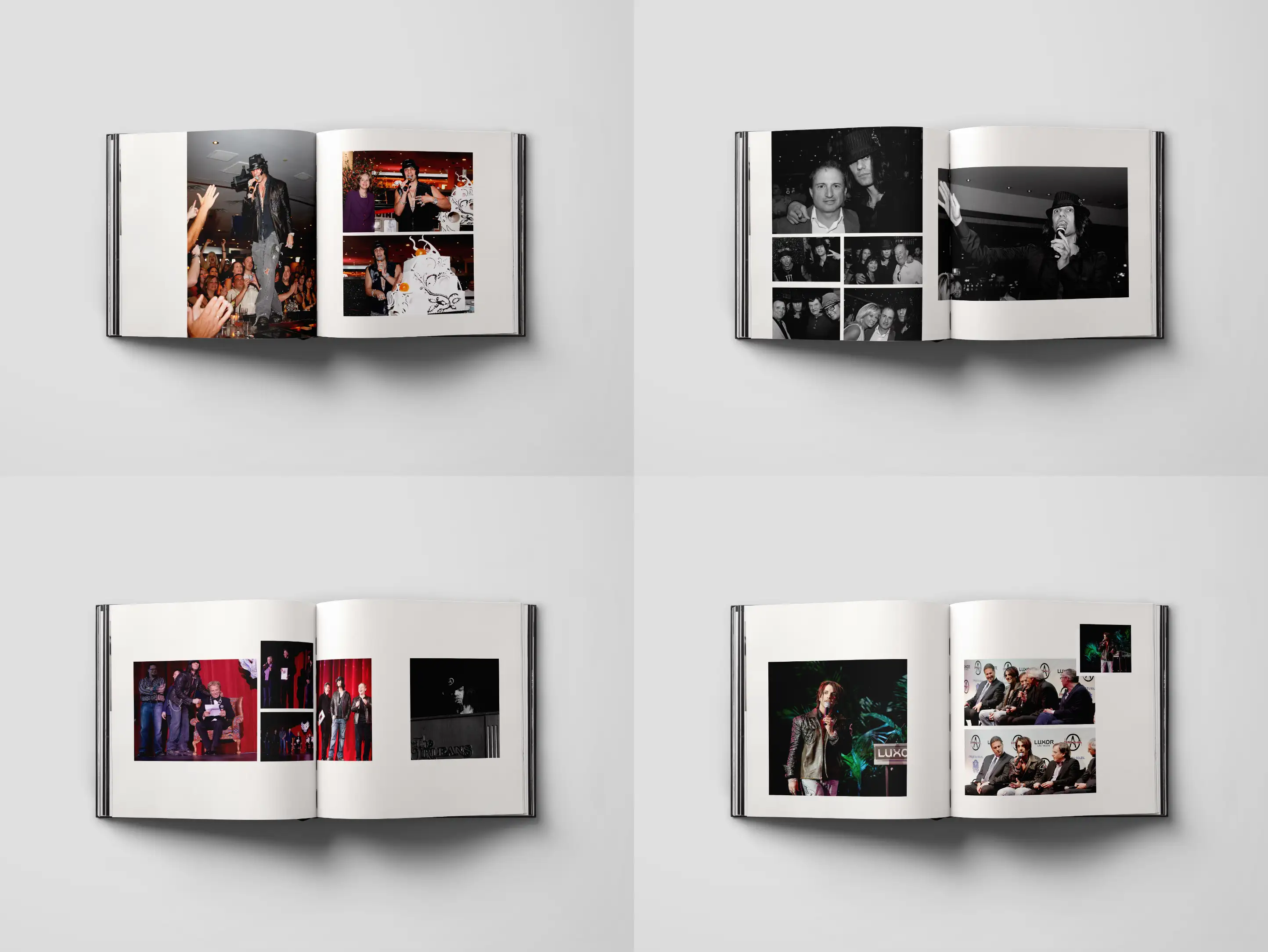 Four interior spreads from Criss Angel book design.