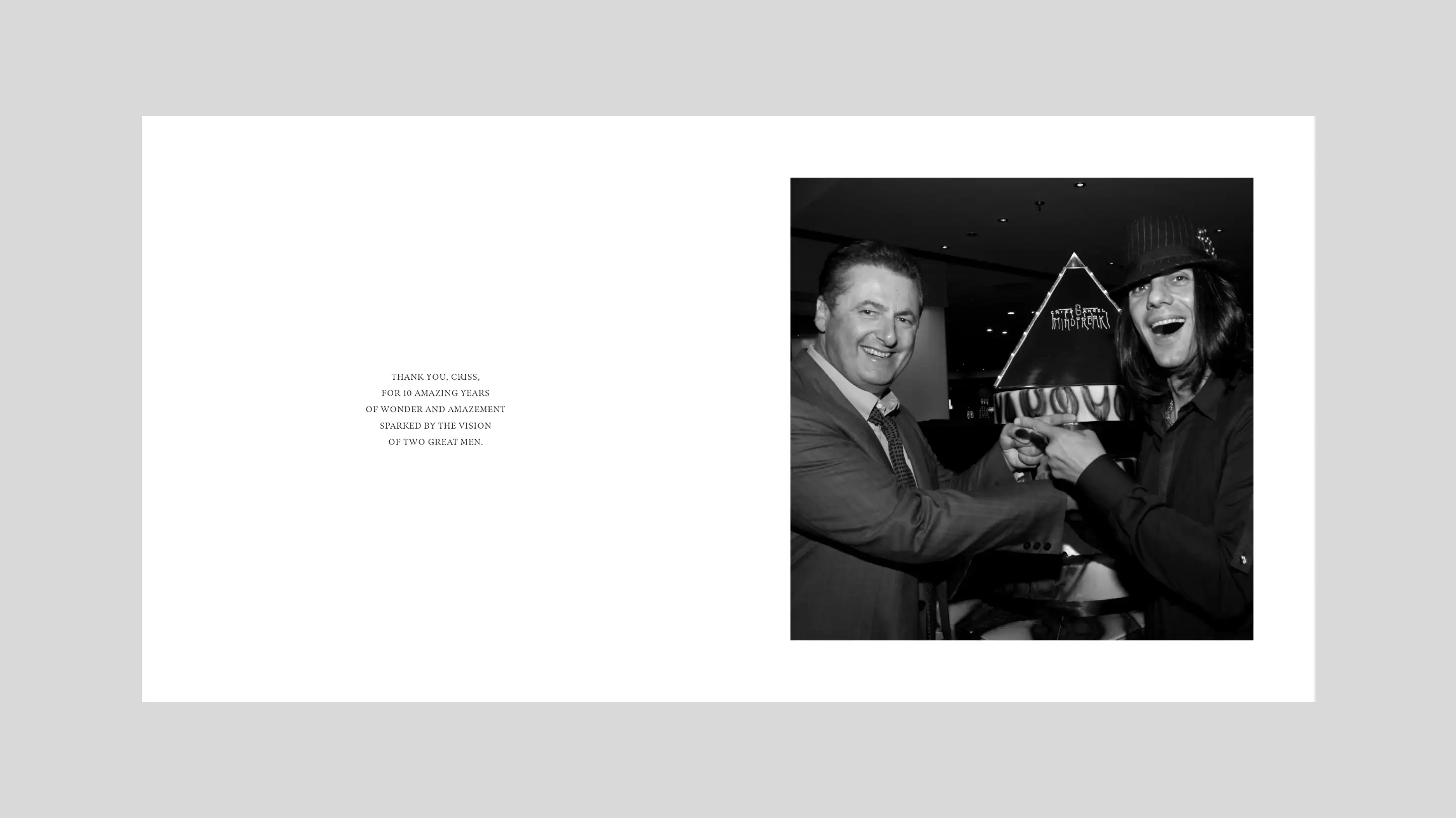 Final spread of book design with dedication page.